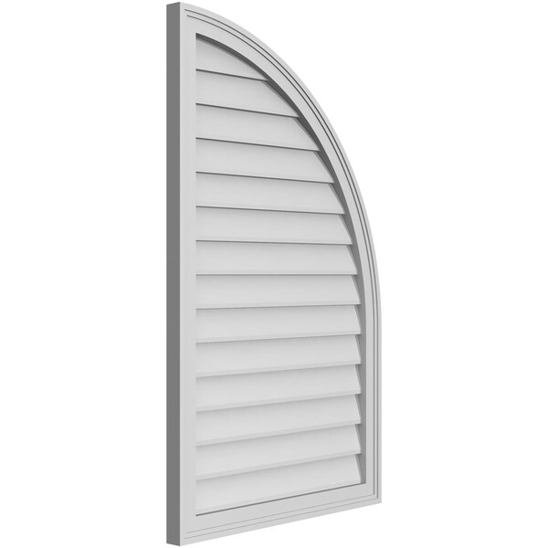 Quarter Round Top Right Surface Mount PVC Gable Vent W/ 2W X 2P Brickmould Sill Frame, 26W X 42H